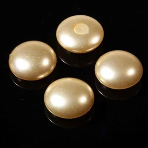 Lot (4) Czech gold pearl metallic headpin glass beads button elements 20mm - Picture 1 of 2