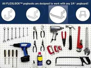 80 Assorted Locking White Peg Board Hooks fits 1/4" Pegboard - Picture 1 of 5
