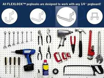 80 Assorted Locking White Peg Board Hooks fits 1/4" Pegboard  - Image 1 of 4