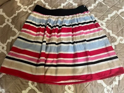 Falda Completa CYNTHIA ROWLEY Algodón Rayas Brillantes Talla 4 Acampanada Círculo Corto Negra Foto 1 de 3