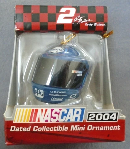NASCAR #2 Rusty Wallace Mobil Snap On Mini 1 3/4" Helmet Christmas Ornament 2004 Cover