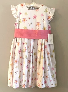 LULU BEBE Spring Floral Lined Dress - White/Pink -NWT Girls 6X - Picture 1 of 3