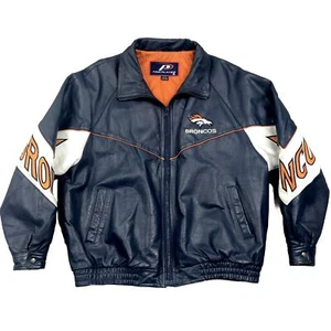 Abrigo de bombardero de cuero pesado azul Denver Broncos para hombre XL ProPlayer NFL 🙂 - Imagen 1 de 20