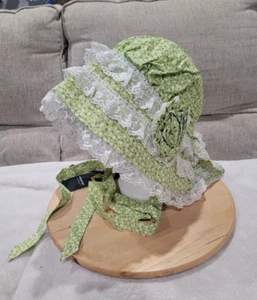 Von Lancelot Pioneer Settler Costume Little House Prairie Floral Lace Hat Bonnet - Picture 1 of 11