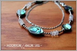 Abalone Shell~ Moonstone ~ AAA Healing gemstone unique bracelet / perfect gift - Picture 1 of 10