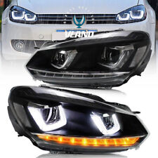 VLAND For 2008-2013 VW Golf VI TDI TSI LED Headlights Sequential Front Lamps L+R