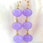 8Mm Natural Purple Round Jade Beads 14K Gold Earrings Cultured Jewelry Wedding