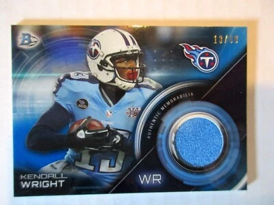 2015 Bowman Relics Blue Kendall Wright #BR-KW 13/99 1/1 - Image 1 of 2