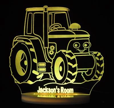 TRACTOR PERSONALISED NAME 3D LED Night Light 7 Colour Change Room Lamp Remote - Image 1 of 4
