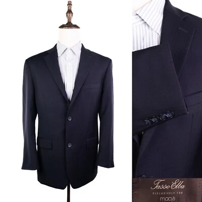 Tasso Elba Men's 40 Regular Two Button Navy Blue Button Blazer Jacket Coat - Изображение 1 из 4