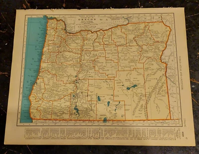 Mapa Atlas de Oregón y Pensilvania 1939 vintage 2 caras 11x14 listo para enmarcar Foto 1 de 4