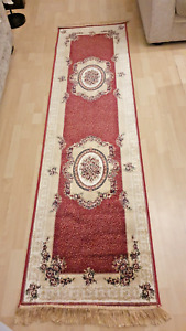 Silky Soft, Floral/Red/Beige & Iridescent, Turkish Rug (66cm X 250cm) - Hallway