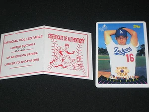 HIDEO NOMO DODGERS STAR LIMITED EDITION TOPPS PORCELAIN BASEBALL CARD #2655 COA - Picture 1 of 3