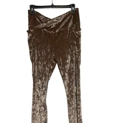 Fabletics crushed velour taupe crossover leggings, size large New - Image 1 of 4