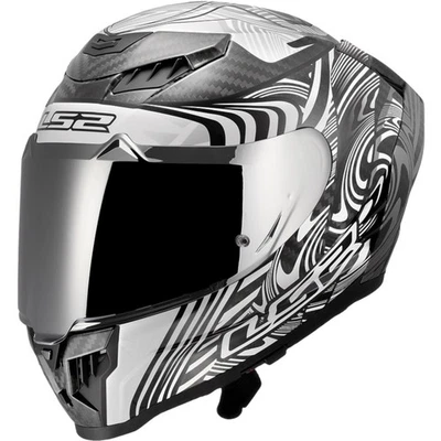 LS2 Adult Dragon Carbon Enthum W/ SunShield Gloss Silver Full-Face Street Helmet Foto 1 de 4