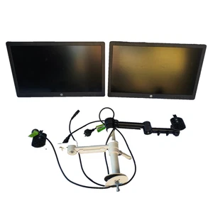 2x HP ProDisplay P240va 23.8-inch LED monitors with dual arm desk mount - Picture 1 of 14