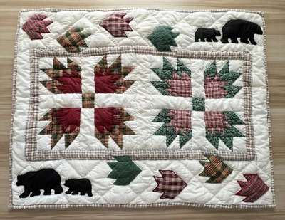 PATCH MAGIC Quilted Bear STANDARD Pillow Sham Vintage Cottagecore Farmhouse FLAW - Image 1 of 4