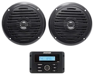 KICKER KMC3 Gauge Hole Digital Media Bluetooth Receiver+(2) 5.25" Black Speakers - Picture 1 of 12