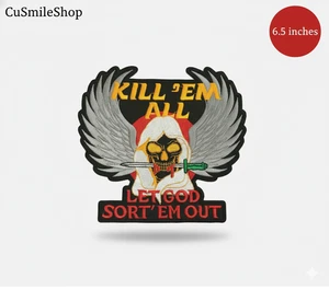 Camiseta bordada hágalo usted mismo parche trasero calavera grande Kill Them All Let God Sort Em Out - Imagen 1 de 3