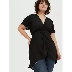 Blusa túnica tórrida para mujer 4X alta baja torcida delantera negra caprichosa vanguardista nueva - Imagen 1 de 9