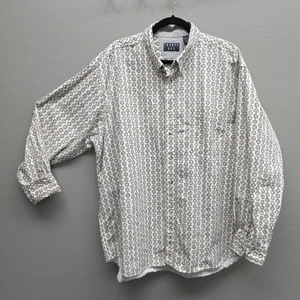 Trader Bay Shirt Mens 2XL White Black Geometric Print Button Down Long Sleeve - Picture 1 of 10