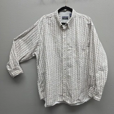 Trader Bay Shirt Mens 2XL White Black Geometric Print Button Down Long Sleeve - Image 1 of 4