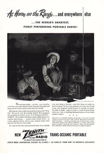 1947 Zenith Trans Oceanic Portable: At Home On the Range Vintage Print Ad - Picture 1 of 1