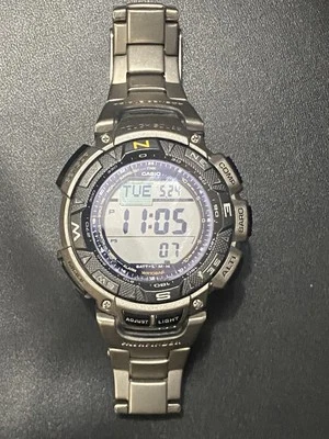 Casio 3246  Pathfinder Triple Sensor Titanium Solar Watch Last Day Tommorow - Image 1 of 4