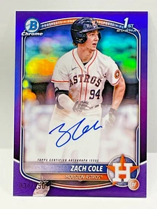 2025 BOWMAN CHROME ZACH COLE AUTO #/250 PURPLE REFRACTOR HOUSTON ASTROS - Picture 1 of 3
