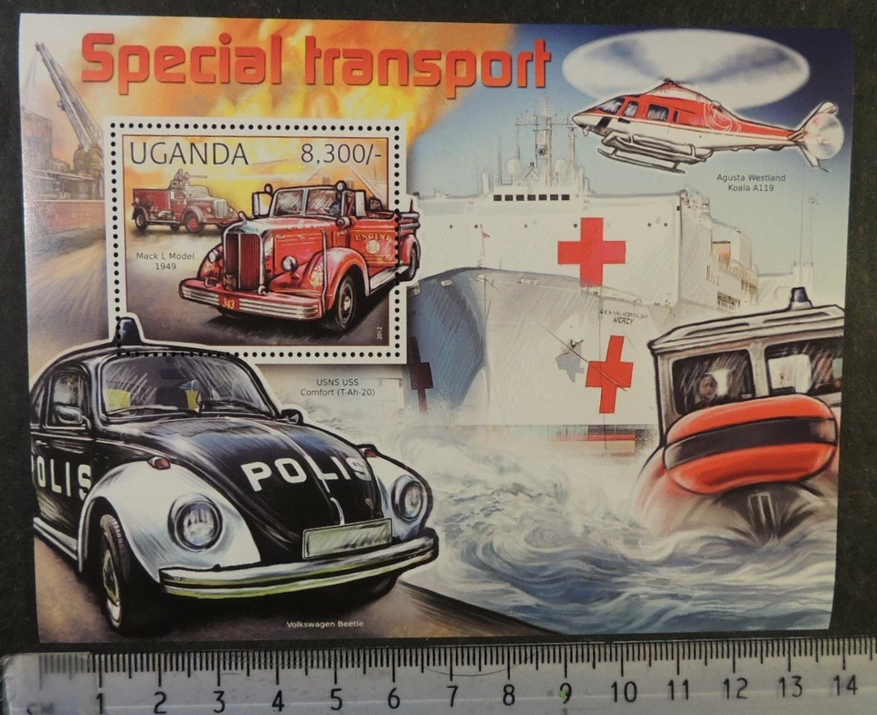 Uganda 2012 transporte especial coches camiones de bomberos helicópteros aviación cruz roja Foto 1 de 1