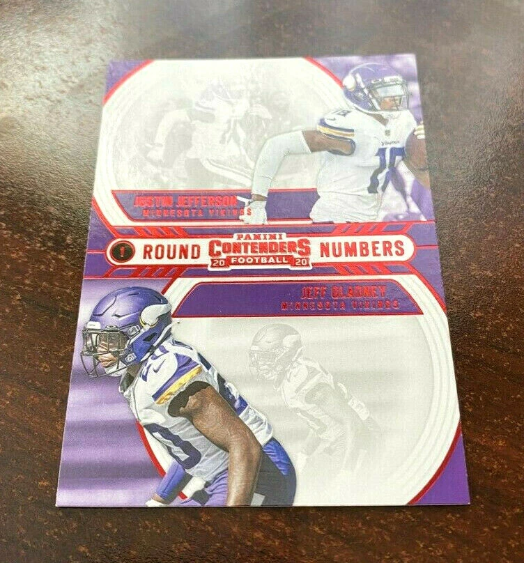 2020 Contenders Justin Jefferson Gladney Round Numbers RC "RUBY RED" SP VIKINGS - Image 1 of 2