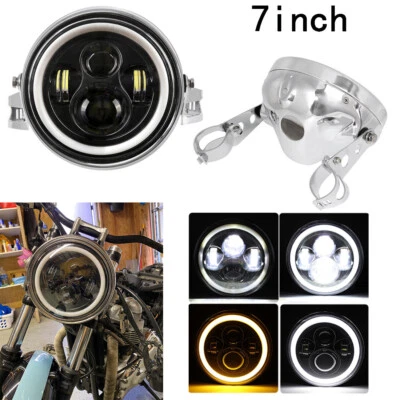 Faro LED de 7" con soporte de carcasa para Kawasaki Vulcan 900 1500 1600 personalizado Foto 1 de 4