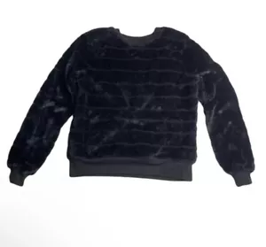 Almost Famous Plush Sweatshirt Top Girl XS Black Long Sleeve Solid Soft - Picture 1 of 5