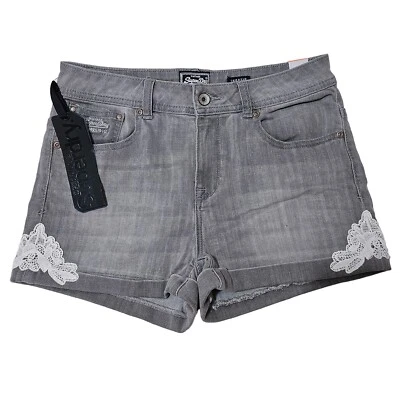 Superdry Cut Off Shortie Shorts 30” Waist - Grey Optic - Denim - Image 1 of 4