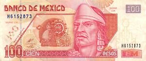 Mexico  100  Pesos  18.10.2000  Series  CR Prefix H  Circulated Banknote KW