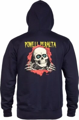 Powell Peralta PP LOGO RIPPER PULLOVER Skateboard Hoodie NAVY - Image 1 of 2