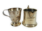 Antique 1902 Vintage Pair Lot Silver Plated Christening Mug Jug Dorothy Leonardo