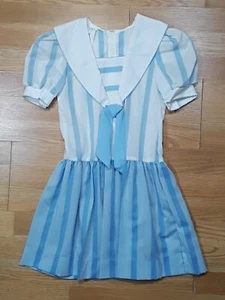 Vintage Miss Quality Girls Sailor Dress Size 7 Blue White - Picture 1 of 9
