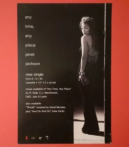 JANET JACKSON Any Time, Any Place UK 1994 Virgin 10" x 15" promo poster - Picture 1 of 1