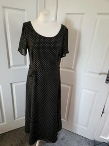 Laura Ashley Maxi Dress Black Size 16 Ditsy Floral Print Fit & Flare Vintage - Picture 1 of 10