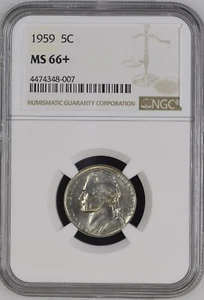 1959  5C  Jefferson Nickel NGC MS66+  4474348-007 - Picture 1 of 2