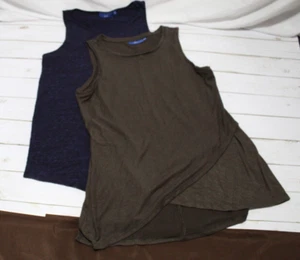 Apt 9 Women's (M) Lot of 2 Tank Tops - Army Green/Blue Round Neck Stretch Casual - Picture 1 of 24