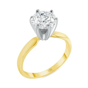 2 Ct Round Cut Solid 18K Yellow Gold Solitaire Engagement Wedding Promise Ring - Picture 1 of 3