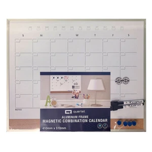 Quartet Magnetic Combination Monthly Calendar Board Home/Office/School w/Markers - Picture 1 of 2