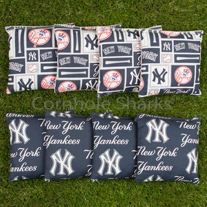 Cornhole Bean Bags Set of 8 ACA Regulation Bags New York Yankees Free Shipping! - Picture 1 of 2