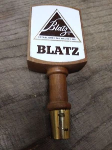 Vtg Blatz Beer 4 Side Wood Brass Tap Handle 6.5" Looks Good - Picture 1 of 7