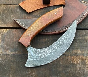 Chef Knife Custom Handmade Damascus Steel Ulu Knife KPro 125 - Picture 1 of 10
