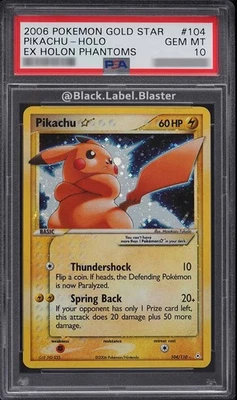 2006 Pokémon Gold Star Pikachu EX Holon Phantoms #104 - PSA 10 - GEM MINT - Image 1 of 2