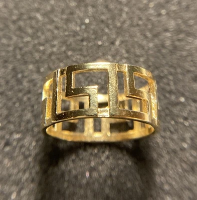 New MIA FIORE Dyadema Greek Key Gold Plated Bronze Ring Size 8 - Image 1 of 4