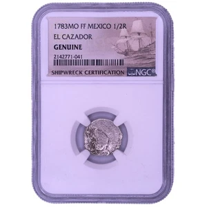 1783MO FF Mexico 1/2 Real 'El Cazador' Shipwreck Treasure - NGC Genuine #041 - Picture 1 of 2